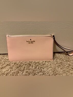 kate spade Blush Pink Saffiano Wristlet Clutch with Wrist Strap